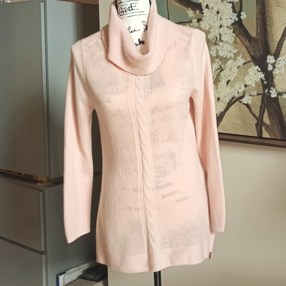 Dana Buchman Soft Pink Sweater with Cowl Neck